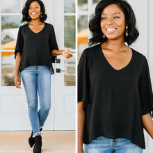 Load image into Gallery viewer, We're Here For You Black Ruffle Sleeve Top
