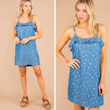 Load image into Gallery viewer, Live Amongst The Stars Medium Blue Chambray Dress
