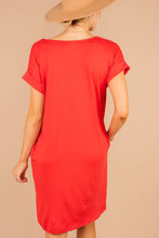 Load image into Gallery viewer, Call Me Up Red T-shirt Dress
