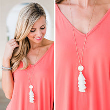 Load image into Gallery viewer, What Makes You Happy White Tiered Tassel Necklace

