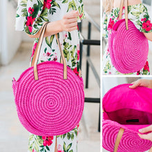 Load image into Gallery viewer, Outside the Box Fuchsia Pink Straw Purse
