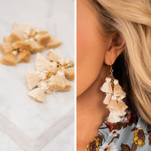 Load image into Gallery viewer, Anywhere You Go Ivory White Tassel Earrings
