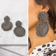 Load image into Gallery viewer, Gotta Get Going Pewter Gray Beaded Earrings
