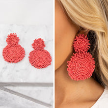 Load image into Gallery viewer, Gotta Get Going Dark Pink Beaded Earrings
