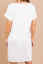 Load image into Gallery viewer, Get To Know Me Ivory White T-shirt Dress
