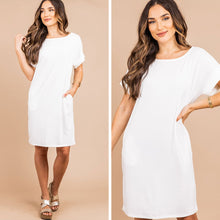 Load image into Gallery viewer, Get To Know Me Ivory White T-shirt Dress
