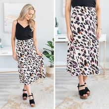 Load image into Gallery viewer, Can't Stop Me Beige Brown Leopard Midi Skirt
