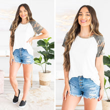 Load image into Gallery viewer, Gonna Get You Ivory-Taupe Camo Raglan Top
