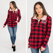 Load image into Gallery viewer, Clear Your Schedule Red Buffalo Plaid Pullover
