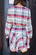 Load image into Gallery viewer, Crisp And Cool Burgundy Red Plaid Dress
