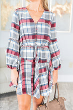 Load image into Gallery viewer, Crisp And Cool Burgundy Red Plaid Dress
