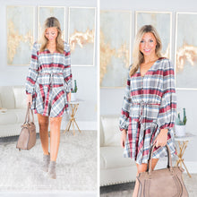 Load image into Gallery viewer, Crisp And Cool Burgundy Red Plaid Dress
