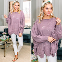 Load image into Gallery viewer, It All Works Out Purple Loose Knit Sweater
