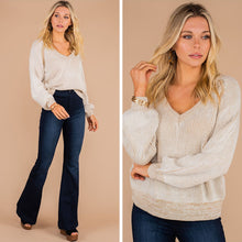 Load image into Gallery viewer, Open Your Heart Oatmeal Brown Sweater
