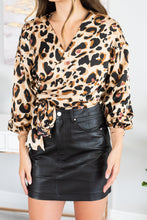 Load image into Gallery viewer, All The Moves Brown Leopard Wrap Top
