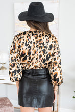 Load image into Gallery viewer, All The Moves Brown Leopard Wrap Top
