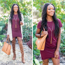 Load image into Gallery viewer, It's All For You Burgundy Red Ruched Dress
