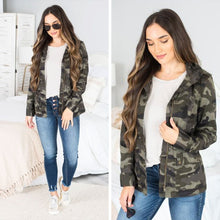 Load image into Gallery viewer, Ready For It Olive Green Camo Utility Jacket
