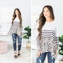 Load image into Gallery viewer, Something About It Ivory White Leopard Striped Top
