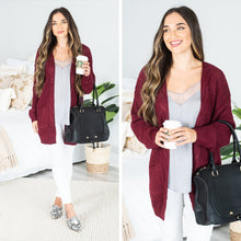 Load image into Gallery viewer, Somebody To Love Burgundy Red Cable Knit Cardigan
