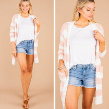 Load image into Gallery viewer, Just Be Honest Blush Pink Striped Popcorn Cardigan
