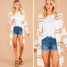 Load image into Gallery viewer, My Heart Beats Fast Ivory Taupe Striped Cardigan
