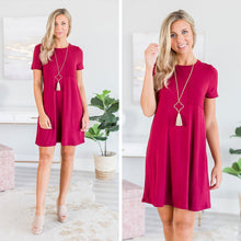 Load image into Gallery viewer, Casual Confidence Burgundy Red T-shirt Dress
