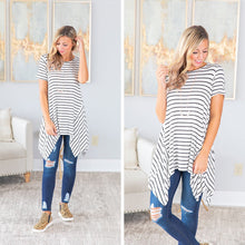 Load image into Gallery viewer, Let's Talk Ivory White and Black Striped Tunic
