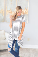 Load image into Gallery viewer, Let's Talk Ivory White and Black Striped Tunic
