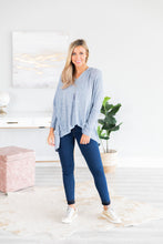 Load image into Gallery viewer, Do As I Do Denim Blue V-Neck Sweater
