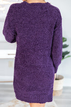 Load image into Gallery viewer, Soft Heart Plum Purple Chenille Sweater Dress
