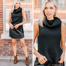 Load image into Gallery viewer, Against The Crowd Black Cowl Neck Sweater
