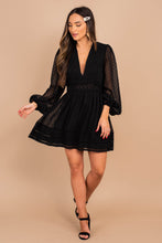 Load image into Gallery viewer, Living In A Dream Black Swiss Dot Dress
