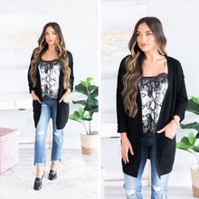 Load image into Gallery viewer, Been Here Waiting Classic Black Long Cardigan
