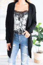 Load image into Gallery viewer, Been Here Waiting Classic Black Long Cardigan
