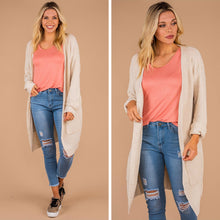 Load image into Gallery viewer, Been Here Waiting Oatmeal White Long Cardigan
