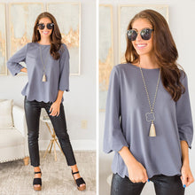 Load image into Gallery viewer, I Have Your Heart Gray Scalloped Top
