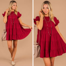 Load image into Gallery viewer, Next Level Wine Red Tiered Dress
