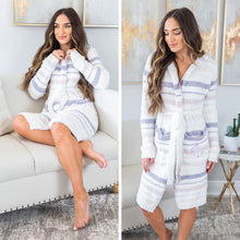 Load image into Gallery viewer, Wonderful Winter Robe, White-Periwinkle
