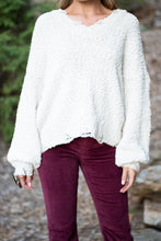 Load image into Gallery viewer, Open Your Heart Cream White Distressed Sweater
