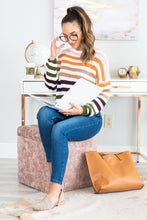 Load image into Gallery viewer, Up All Night Ivory Multicolored Striped Sweater
