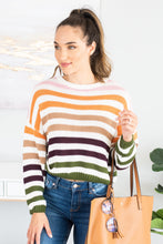 Load image into Gallery viewer, Up All Night Ivory Multicolored Striped Sweater
