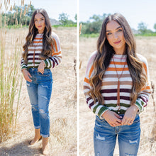 Load image into Gallery viewer, Up All Night Ivory Multicolored Striped Sweater
