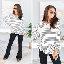 Load image into Gallery viewer, Steady As She Goes White-Black Striped Top
