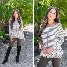 Load image into Gallery viewer, Steady As She Goes White-Black Striped Top
