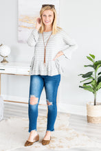 Load image into Gallery viewer, Steady As She Goes Gray-White Striped Top
