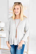 Load image into Gallery viewer, Steady As She Goes Gray-White Striped Top
