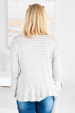 Load image into Gallery viewer, Steady As She Goes Gray-White Striped Top
