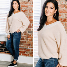Load image into Gallery viewer, Give Me Joy Natural White Waffle Sweater
