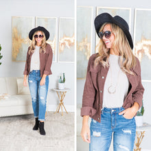 Load image into Gallery viewer, Do What You Like Eggplant Purple Corduroy Jacket
